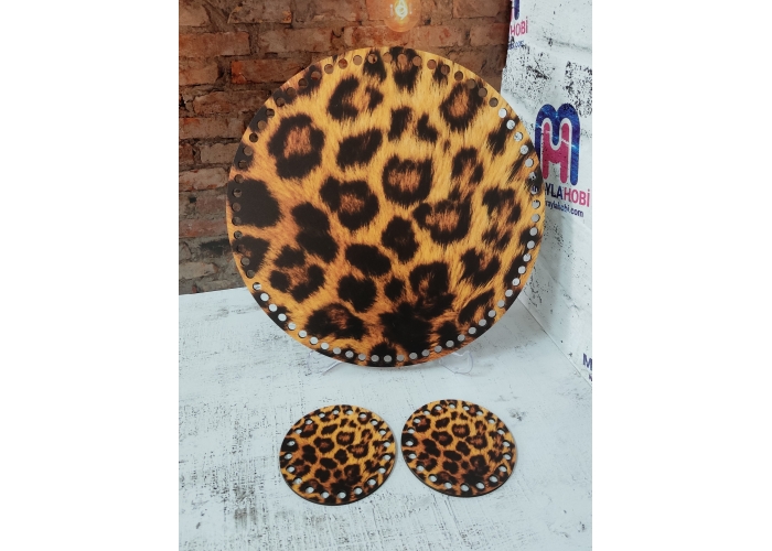 30 cm Uv Baskı Ahşap Taban Seti Leopar