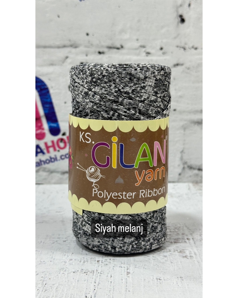 GİLAN YARN POLYESTER RİBBON İPLİK SİYAH MELANJ