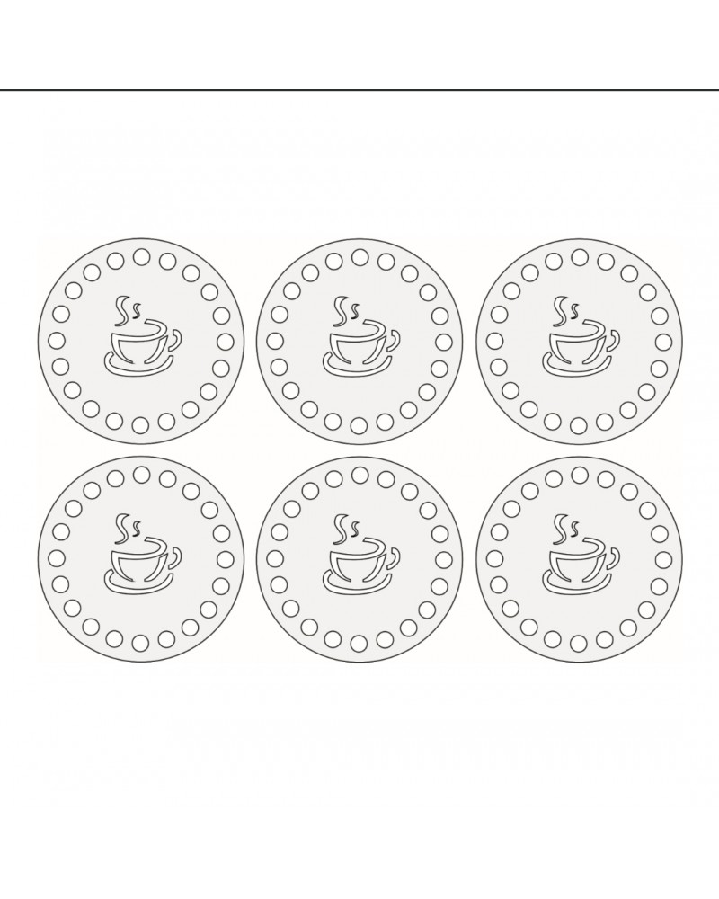 10 cm Kahve Desenli Ahşap Taban 6 Adet (beyaz)