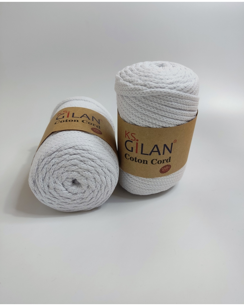 Gilan Yarn Coton Cord 5 mm 250 gr Beyaz