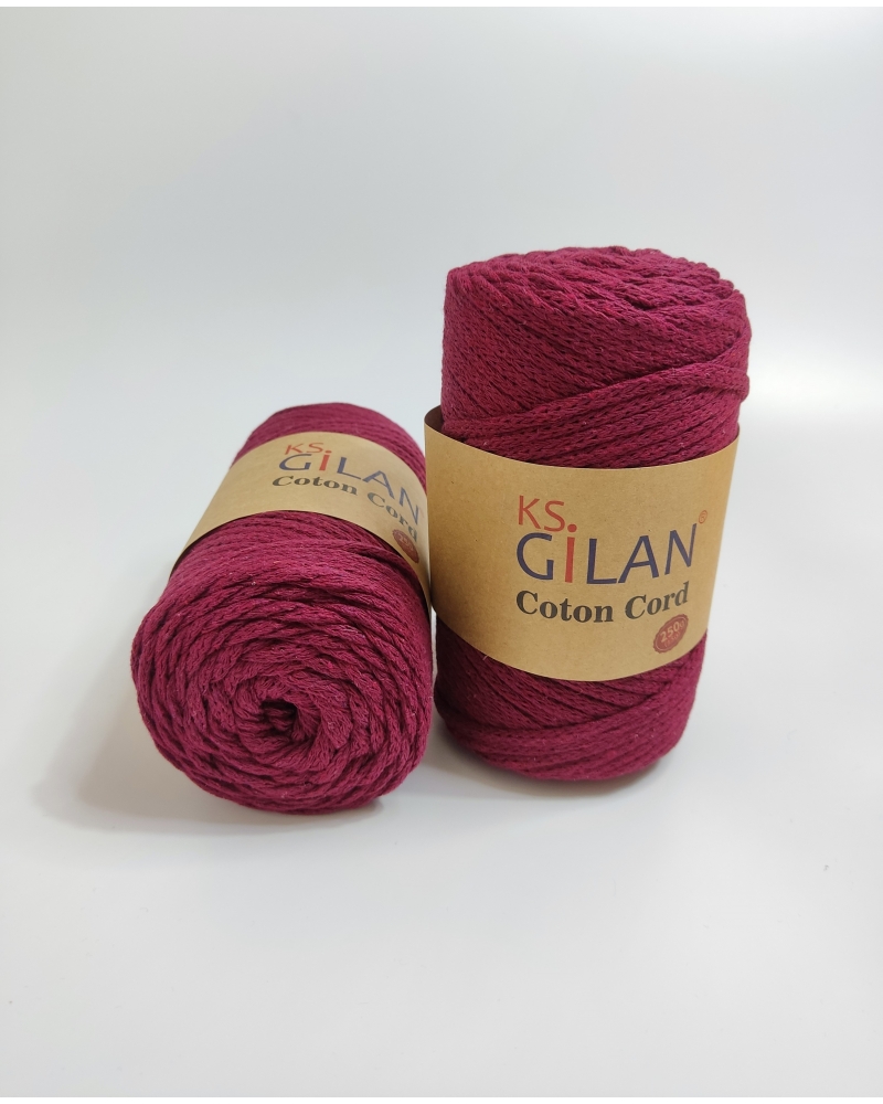 Gilan Yarn Coton Cord 5 mm 250 gr Bordo 