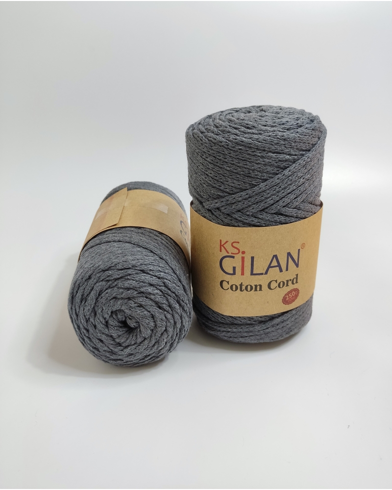 Gilan Yarn Coton Cord 5 mm 250 gr Gri