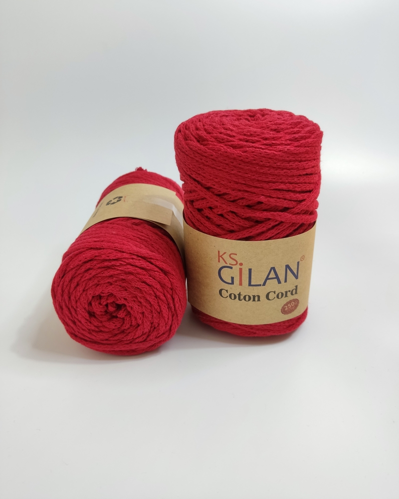 Gilan Yarn Coton Cord 5 mm 250 gr Kırmızı 