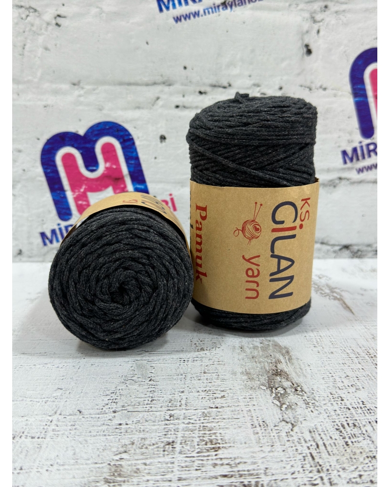 Gilan Yarn Coton Pamuklu Makrome İpi 2 mm 250 gr Antrasit