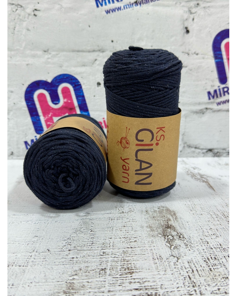 Gilan Yarn Coton Pamuklu Makrome İpi 2 mm 250 gr Lacivert