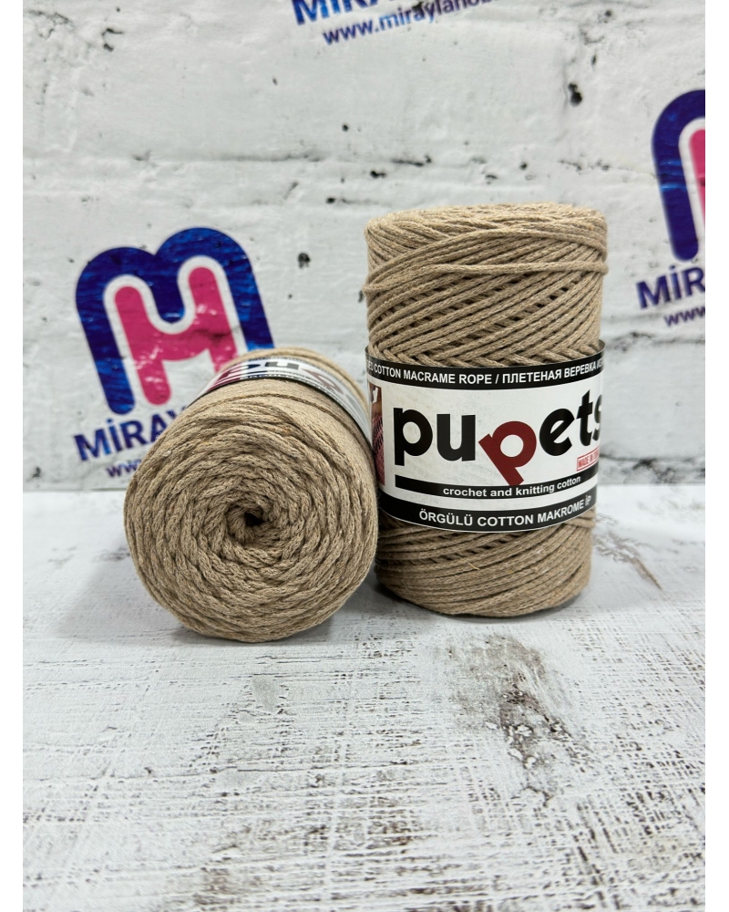 Pupets Coton Pamuklu Makrome İpi 2 mm 250 gr Kapiçino