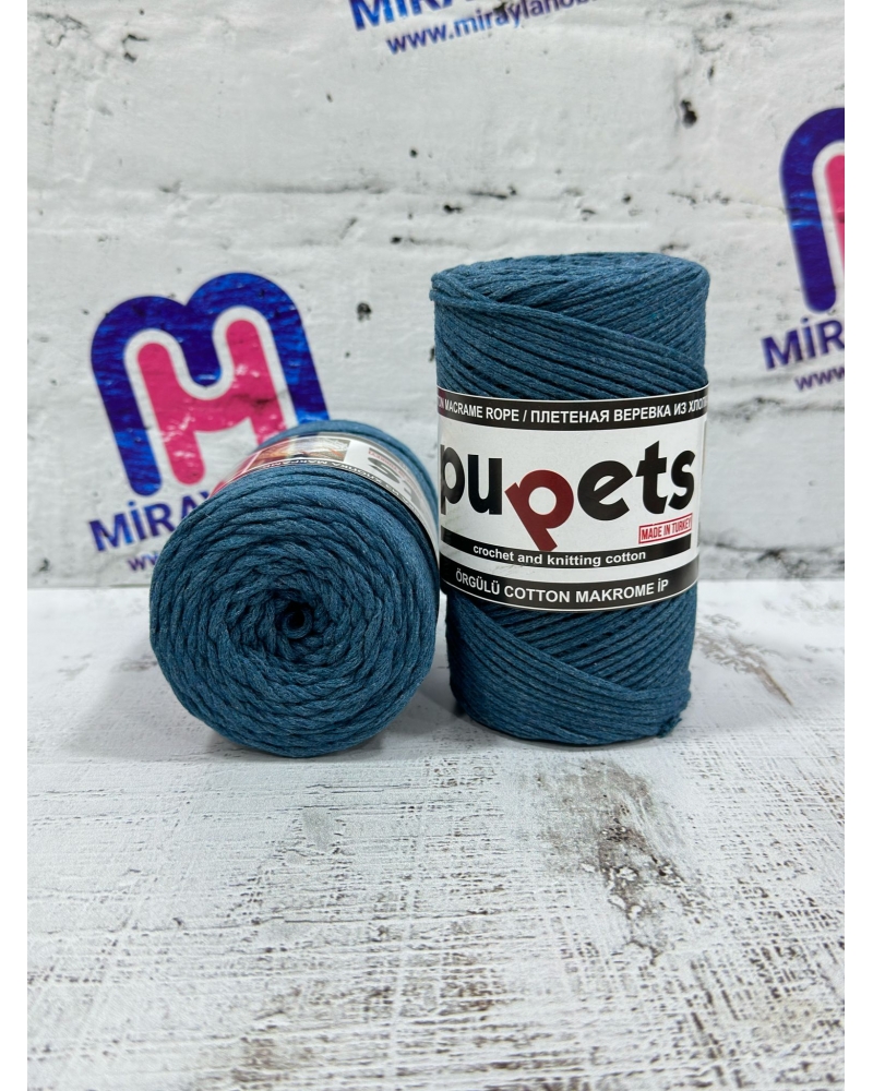 Pupets Coton Pamuklu Makrome İpi 2 mm 250 gr Petrol