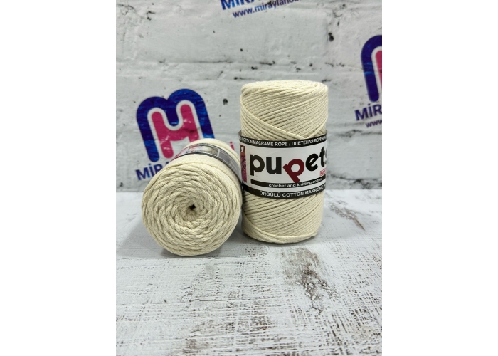 Pupets Coton Pamuklu Makrome İpi 2 mm 250 gr Ekru