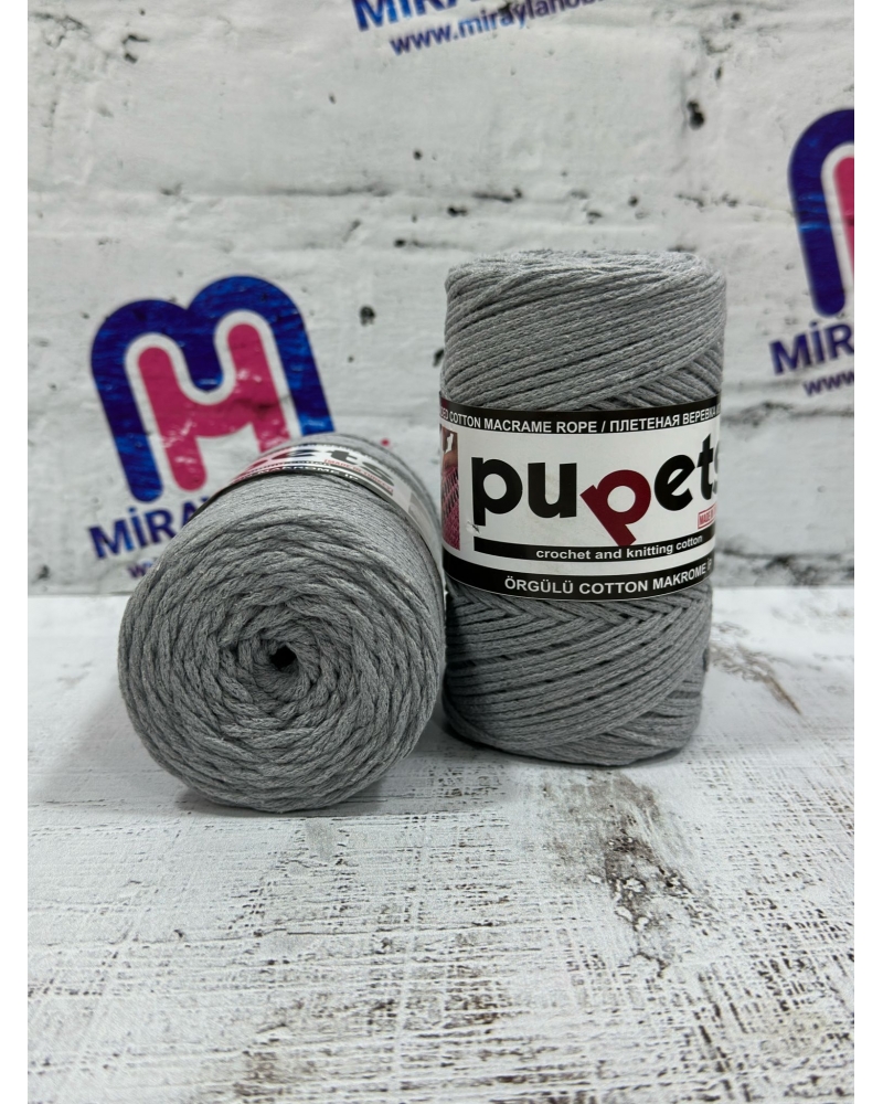 Pupets Coton Pamuklu Makrome İpi 2 mm 250 gr Gri