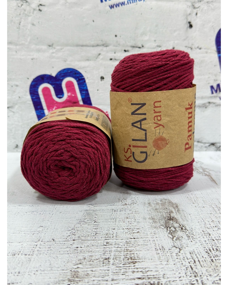 Gilan Yarn Coton Pamuklu Makrome İpi 2 mm 250 gr Bordo