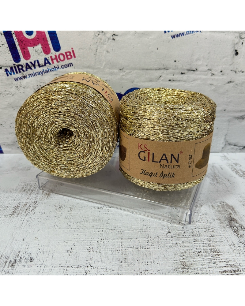 Metalik Kağıt İplik 250 gr Açık Gold