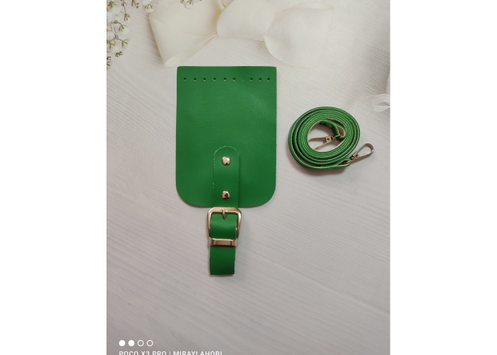 Mini Bag Suni Deri Çanta Seti Yeşil