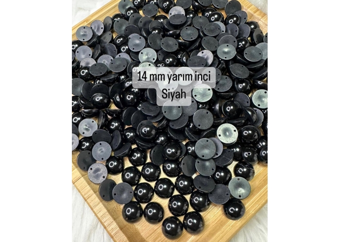 14mm Delikli Yarım İnci 20 gr Siyah