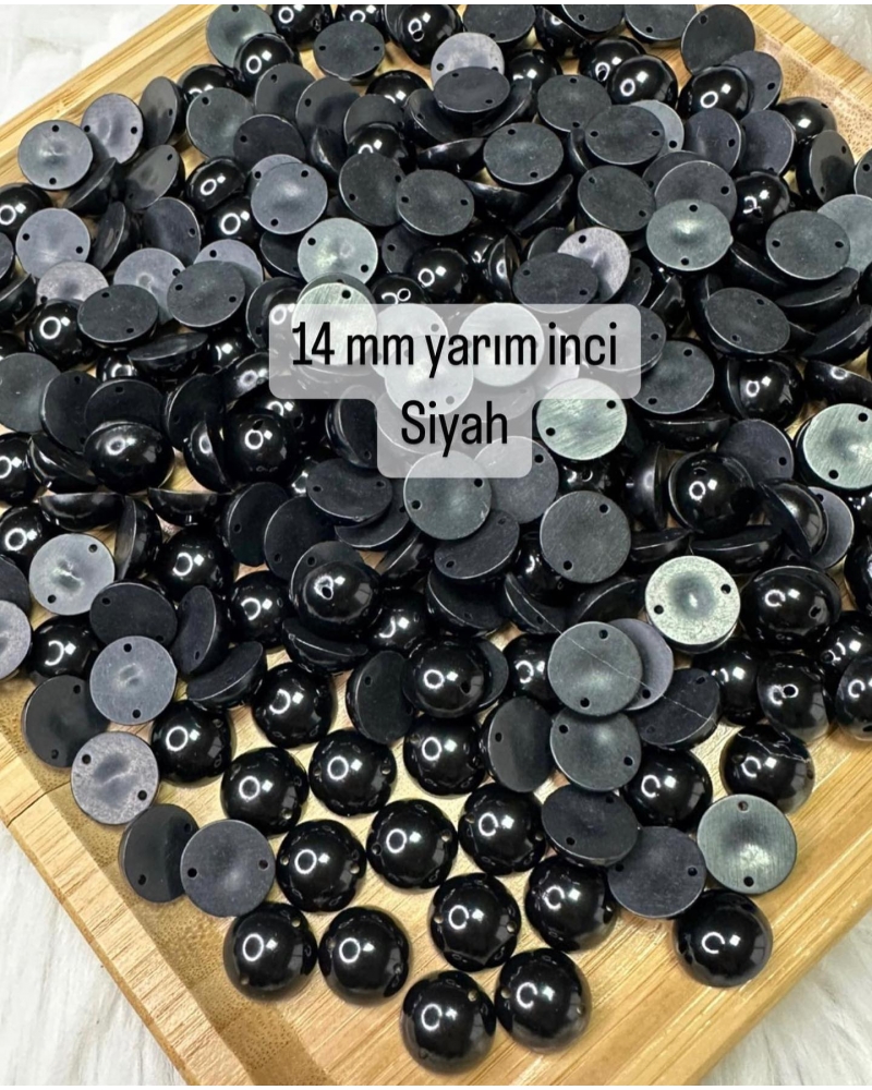 14mm Delikli Yarım İnci 20 gr Siyah