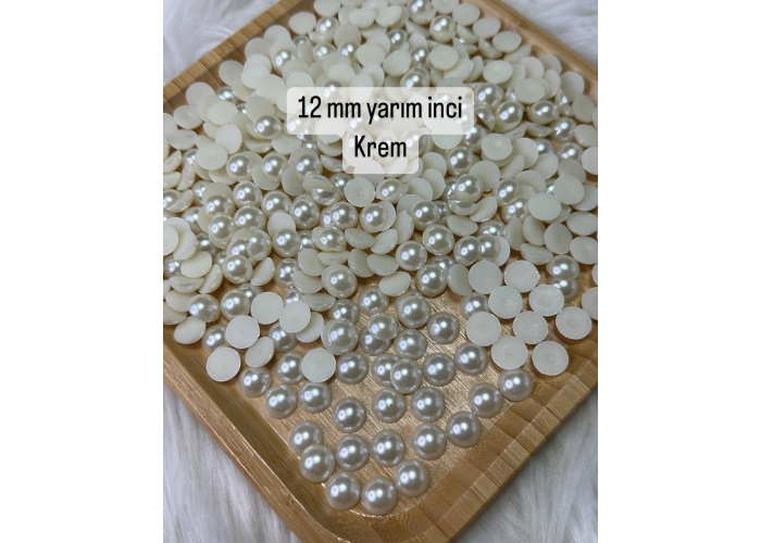 12mm Deliksiz Yarım İnci 20 gr Krem