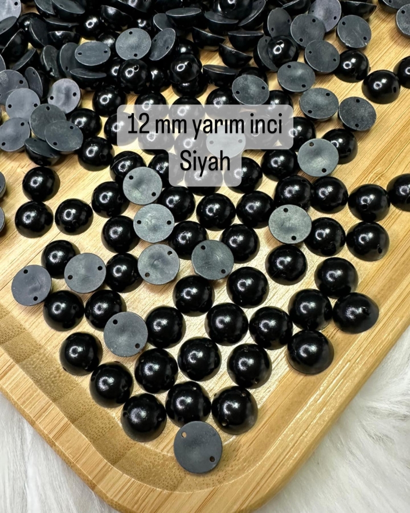 12mm Delikli Yarım İnci 20 gr Siyah