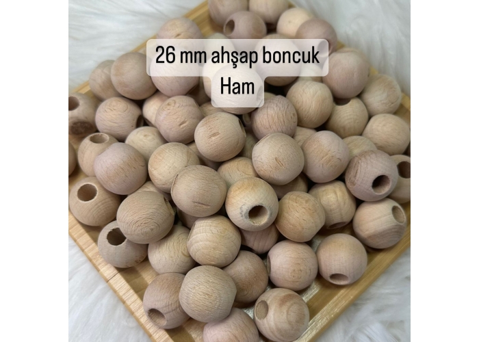 26mm Ham Ahşap Boncuk 20gr