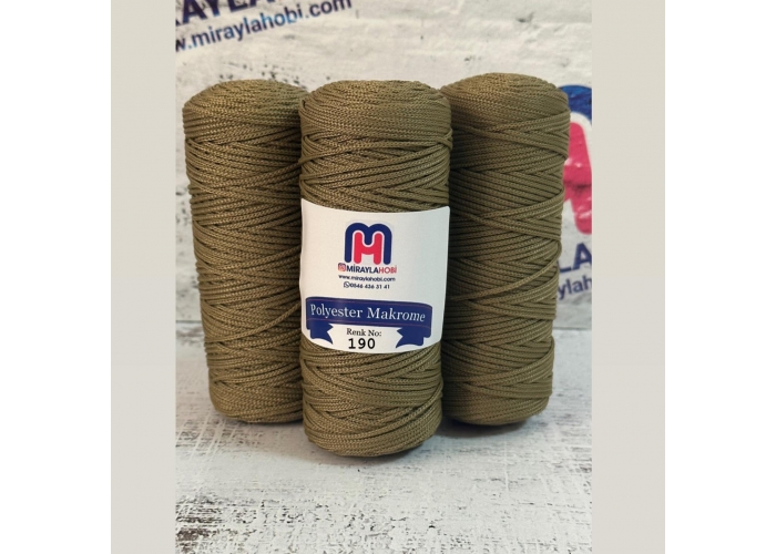 Saltıklar Polyester Makrome iplik 100 gr 190 Açık Haki