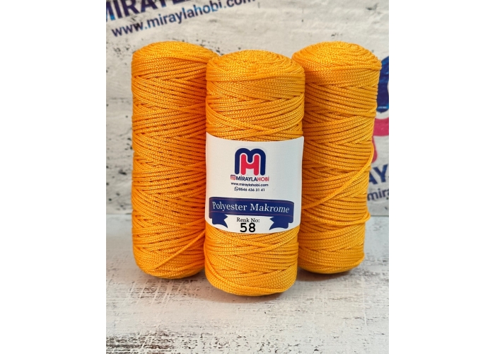 Polyester Makrome iplik 100 gr 58 Koyu Sarı