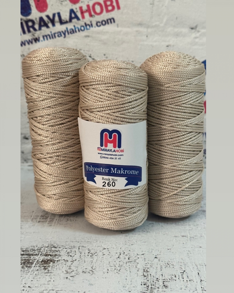 Polyester Makrome iplik 100 gr 260 Bej