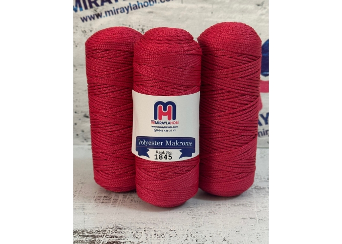 Polyester Makrome iplik 100 gr 1845 Koyu Kırmızı