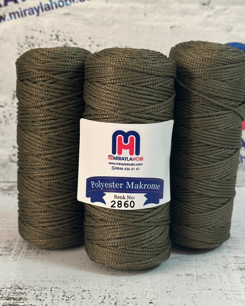 Polyester Makrome iplik 100 gr 2860 Haki Yeşil