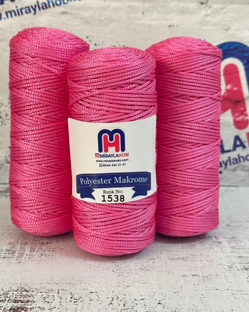 Polyester Makrome iplik 100 gr 1538 Fuşya