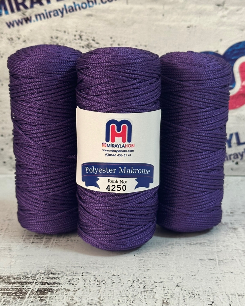 Polyester Makrome iplik 100 gr 4250 Mor