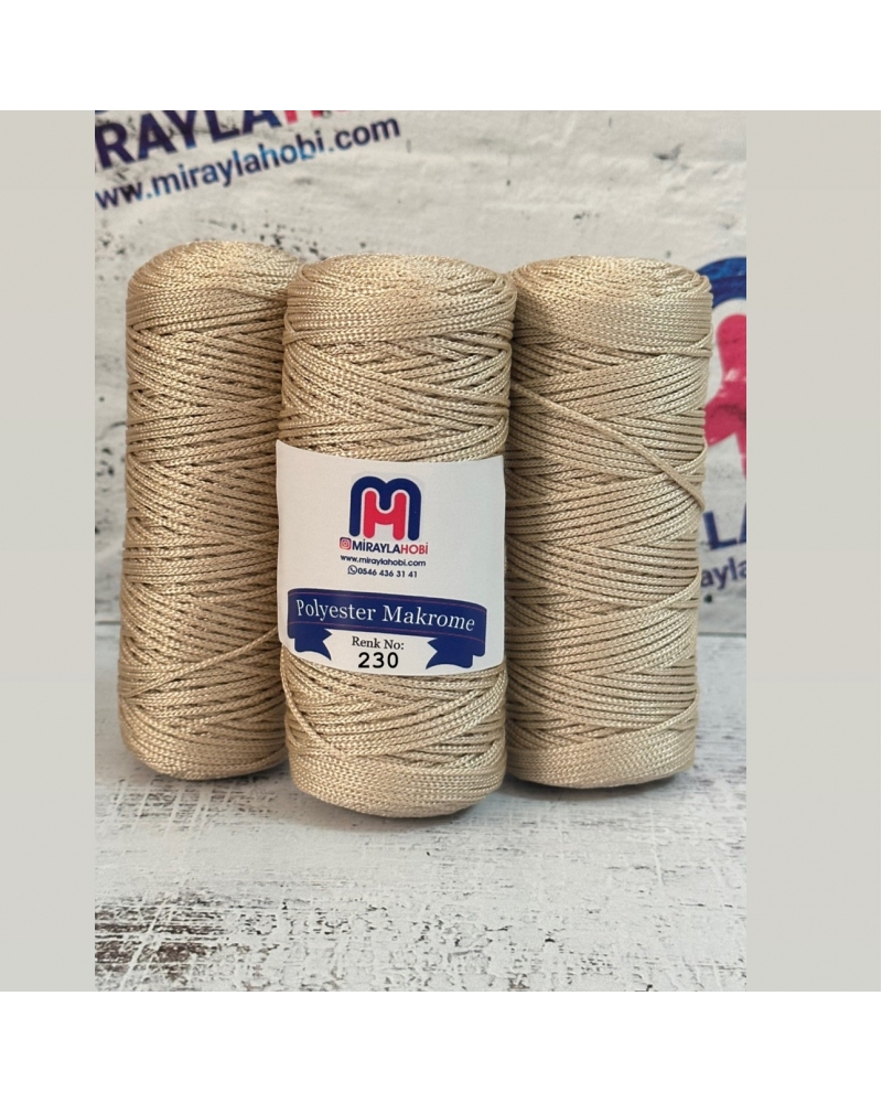 Saltıklar Polyester Makrome iplik 100 gr 230 Açık Bej