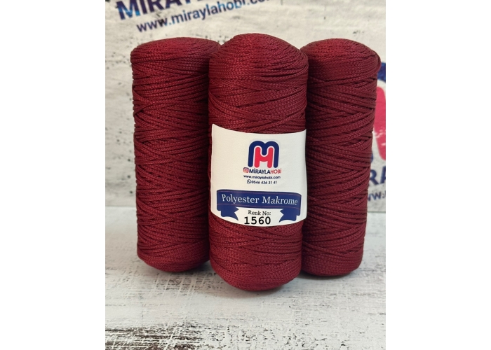 Polyester Makrome iplik 100 gr 1560 Bordo