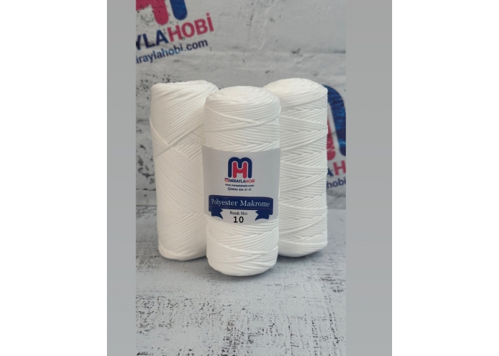 Saltıklar Polyester Makrome iplik 100 gr 10 Karbeyaz