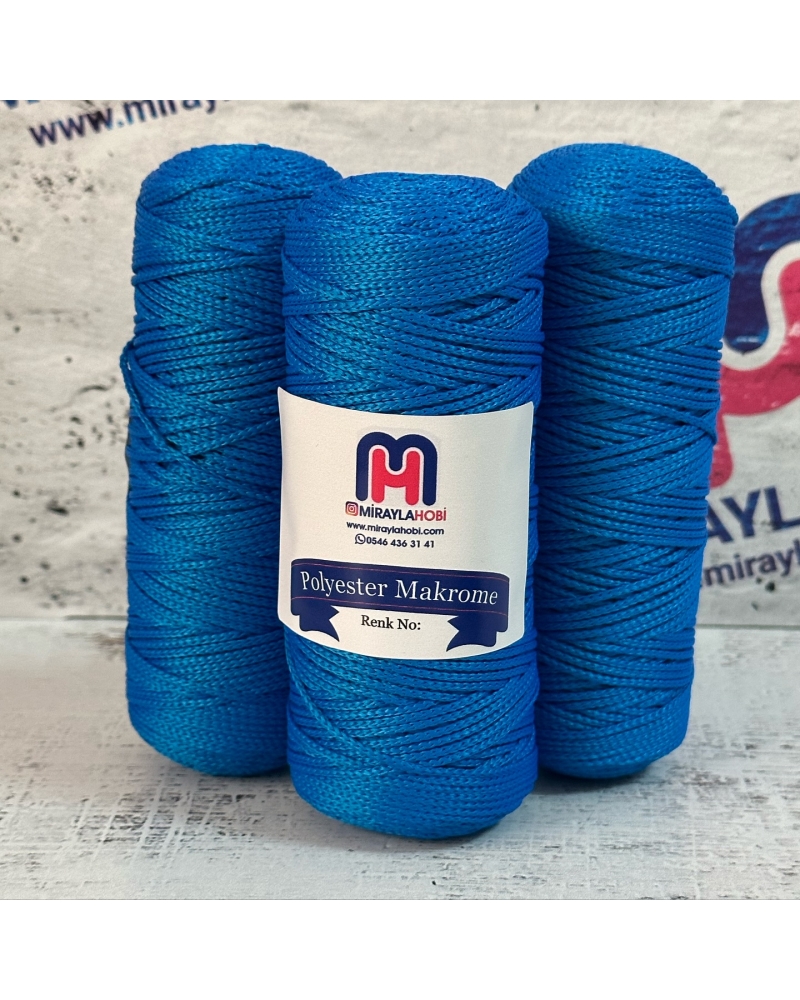 Saltıklar Polyester Makrome iplik 100 gr 3020 Saks Mavi