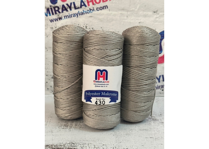 Polyester Makrome iplik 100 gr 430 Orta Gri