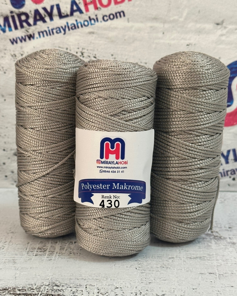 Polyester Makrome iplik 100 gr 430 Orta Gri