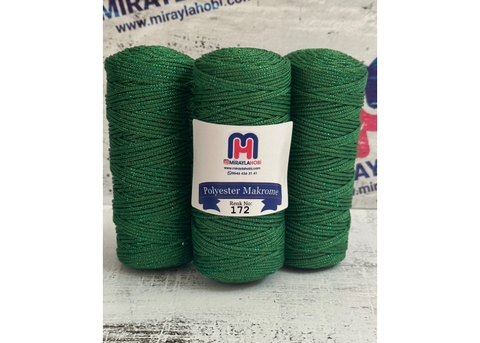 Simli Polyester Makrome İplik 100 gr 172 Yeşil