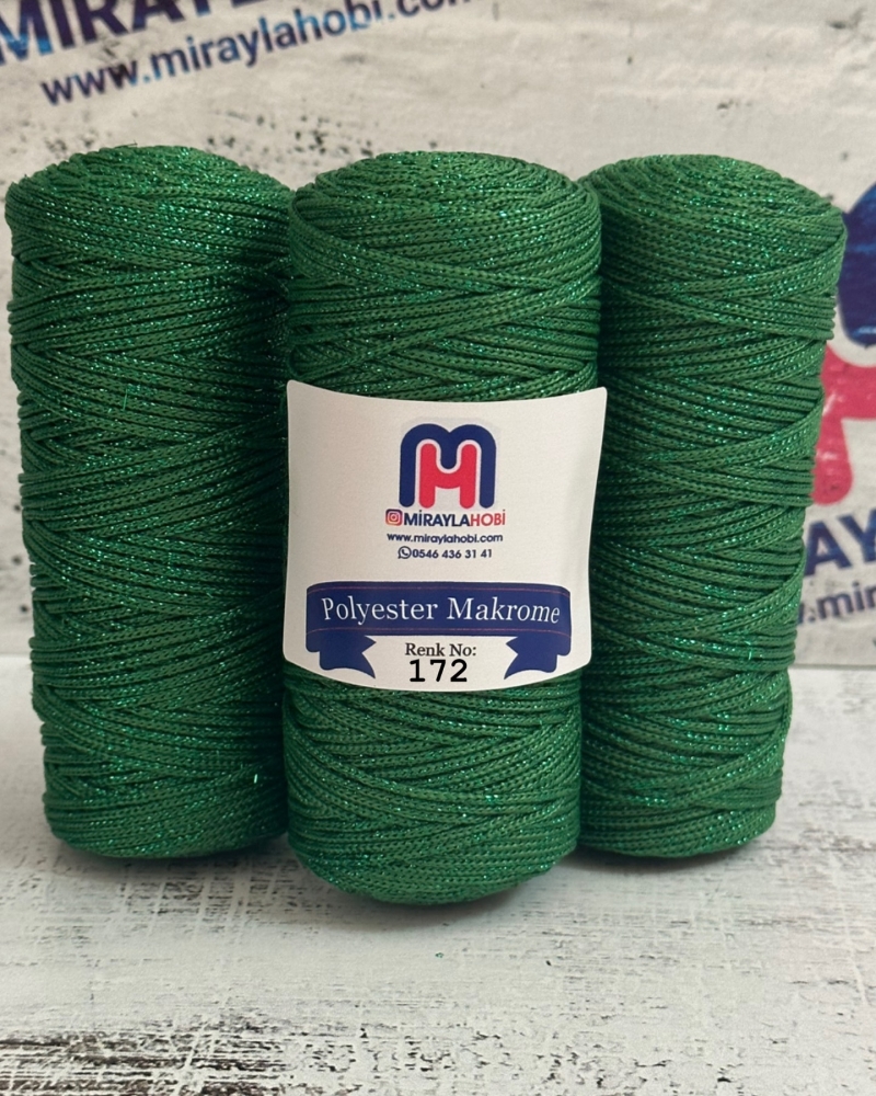 Simli Polyester Makrome İplik 100 gr 172 Yeşil