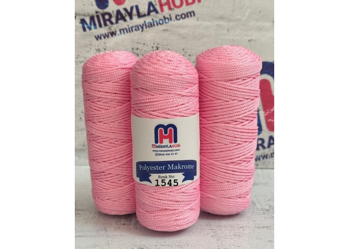 Simli Polyester Makrome İplik 100 gr 1545 Pembe