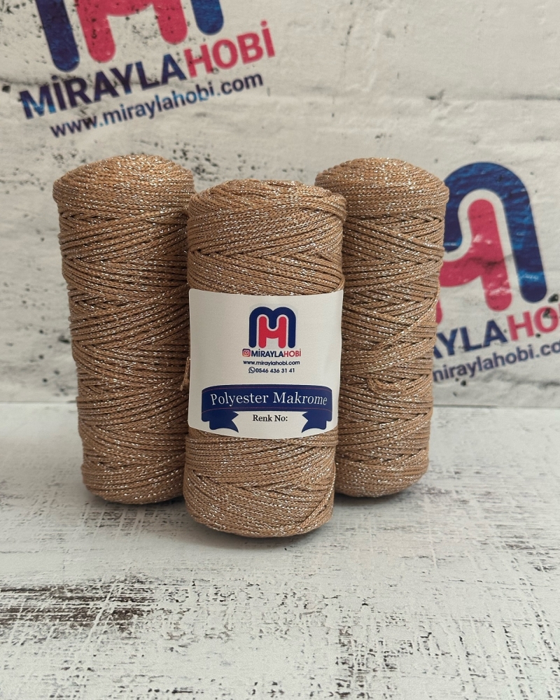 Simli Polyester Makrome İplik 100 gr 32 Nohut