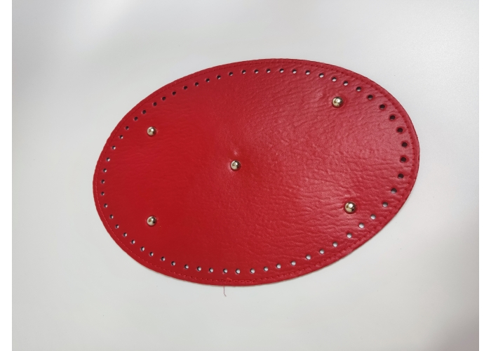 Suni Deri Çanta Tabanı Kırmızı Oval 30*20cm